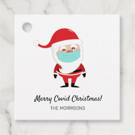 Vrolijk Covid Kerstman Sinterklaas Dragen Facemask Bedankjes Labels