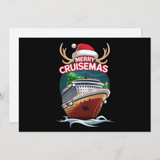 Vrolijk Cruisemas Cruiseschip Familie Kerstmis Gra Feestdagenkaart (Voorkant / Achterkant)