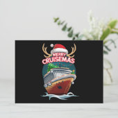 Vrolijk Cruisemas Cruiseschip Familie Kerstmis Gra Feestdagenkaart (Staand voorkant)