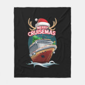 Vrolijk Cruisemas Cruiseschip Familie Kerstmis Gra Fleece Deken (Voorkant)