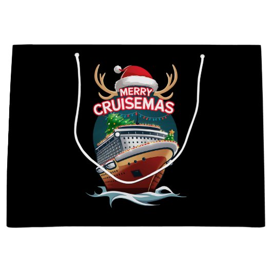 Vrolijk Cruisemas Cruiseschip Familie Kerstmis Gra Groot Cadeauzakje (Voorkant)