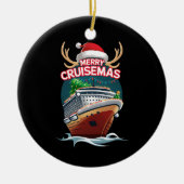 Vrolijk Cruisemas Cruiseschip Familie Kerstmis Gra Keramisch Ornament (Voorkant)