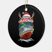 Vrolijk Cruisemas Cruiseschip Familie Kerstmis Gra Keramisch Ornament (Links)