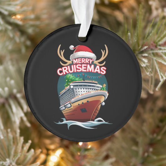 Vrolijk Cruisemas Cruiseschip Familie Kerstmis Gra Ornament (Boom)