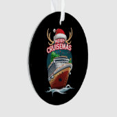 Vrolijk Cruisemas Cruiseschip Familie Kerstmis Gra Ornament (voorkant)