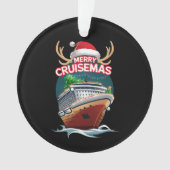 Vrolijk Cruisemas Cruiseschip Familie Kerstmis Gra Ornament (voorkant)