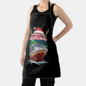 Vrolijk Cruisemas Cruiseschip Familie Kerstmis Gra Schort (Insitu)