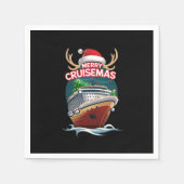 Vrolijk Cruisemas Cruiseschip Familie Kerstmis Gra Servet (Voorkant)