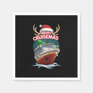 Vrolijk Cruisemas Cruiseschip Familie Kerstmis Gra Servet