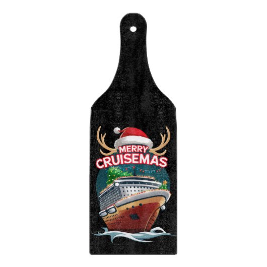 Vrolijk Cruisemas Cruiseschip Familie Kerstmis Gra Snijplank (Voorkant)