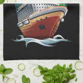 Vrolijk Cruisemas Cruiseschip Familie Kerstmis Gra Theedoek (Gevouwen)