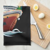 Vrolijk Cruisemas Cruiseschip Familie Kerstmis Gra Theedoek (Quarter Fold)