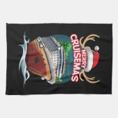 Vrolijk Cruisemas Cruiseschip Familie Kerstmis Gra Theedoek (Horizontaal)