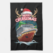 Vrolijk Cruisemas Cruiseschip Familie Kerstmis Gra Theedoek (Verticaal)