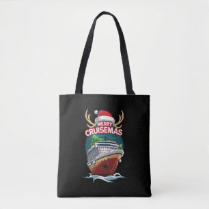 Vrolijk Cruisemas Cruiseschip Familie Kerstmis Gra Tote Bag