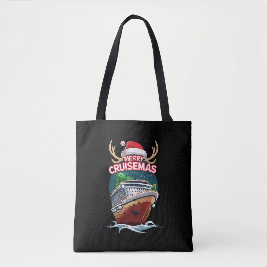 Vrolijk Cruisemas Cruiseschip Familie Kerstmis Gra Tote Bag (Voorkant)