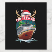 Vrolijk Cruisemas Cruiseschip Familie Kerstmis Gra Wijn Etiket (Enkel label)