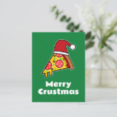 Vrolijk Crustmas GRAPPIGE PIZZA SLICE SANTA Briefkaart (Staand voorkant)