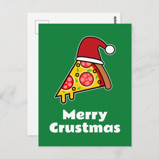 Vrolijk Crustmas GRAPPIGE PIZZA SLICE SANTA Briefkaart (Voorkant / Achterkant)