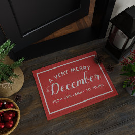 Vrolijk december Red Kerstfeest Welkom Doormat Deurmat