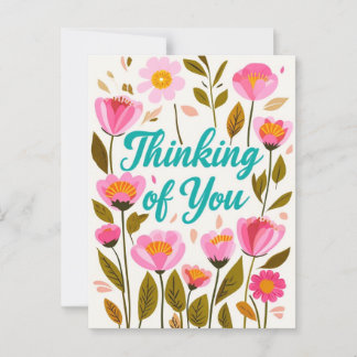 Vrolijk denken van u Bloemen Wenskaart Briefkaart