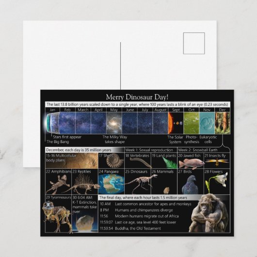 Vrolijk Dinosaur Dag op de kosmische kalender! Briefkaart (Voorkant / Achterkant)