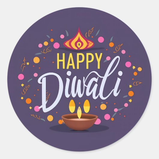 vrolijk diwali ronde sticker (Voorkant)