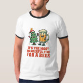 Vrolijk Drink Grappig Kerstfeest T-shirt (Voorkant)