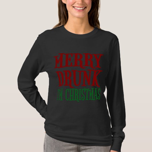 Vrolijk Drink Ik ben Christmas Funny Xmas Wijn Dri T-shirt (Voorkant)