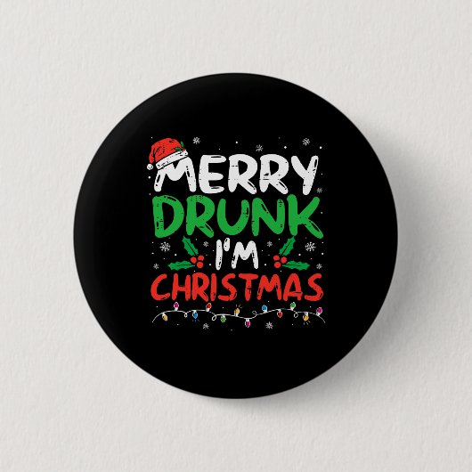 Vrolijk Drink Ik ben Kerst Grappig Kerstgrap Xmas Ronde Button 5,7 Cm (Voorkant)