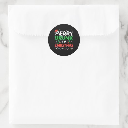Vrolijk Drink Ik ben Kerst Grappig Kerstgrap Xmas  Ronde Sticker (Tas)