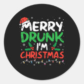 Vrolijk Drink Ik ben Kerst Grappig Kerstgrap Xmas  Ronde Sticker (Voorkant)