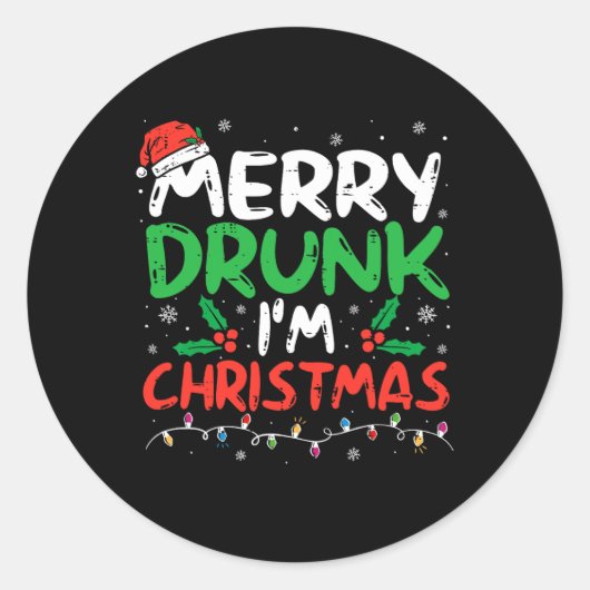 Vrolijk Drink Ik ben Kerst Grappig Kerstgrap Xmas  Ronde Sticker (Voorkant)