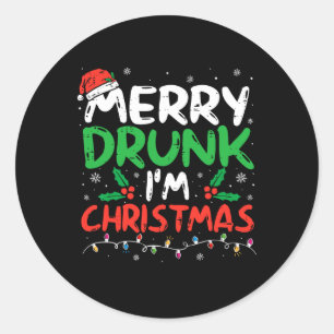 Vrolijk Drink Ik ben Kerst Grappig Kerstgrap Xmas Ronde Sticker
