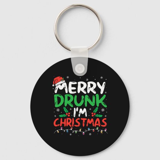 Vrolijk Drink Ik ben Kerst Grappig Kerstgrap Xmas Sleutelhanger (Voorkant)