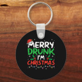 Vrolijk Drink Ik ben Kerst Grappig Kerstgrap Xmas Sleutelhanger (Voorkant)
