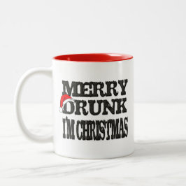 Vrolijk Drink Ik ben Kerst, Hilarisch Vakantie Cad Tweekleurige Koffiemok