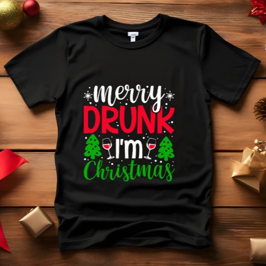 VROLIJK DRINK IK BEN KERSTGRAPPIG T-SHIRT