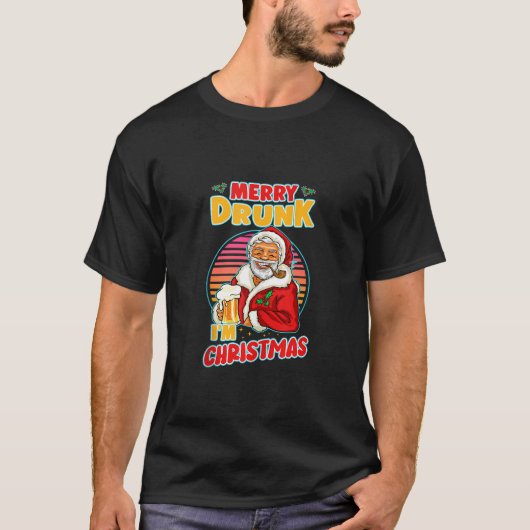 Vrolijk Drink Ik ben Kerstman Drink Bier Drinken T-shirt (Voorkant)