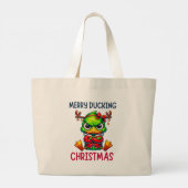 VROLIJK EEND KERSTFEEST GROTE TOTE BAG (Achterkant)