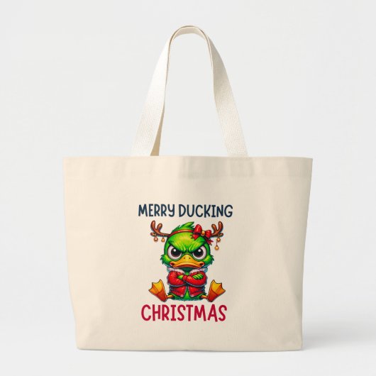 VROLIJK EEND KERSTFEEST GROTE TOTE BAG (Voorkant)
