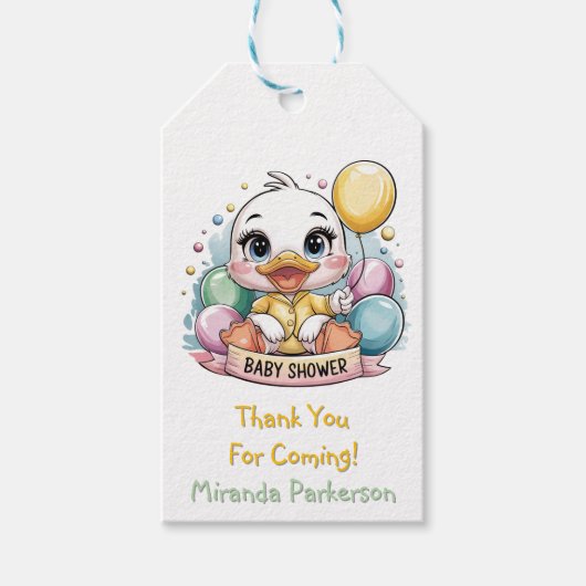 Vrolijk eendje Baby shower Bedankt Cadeaulabel (Voorkant)