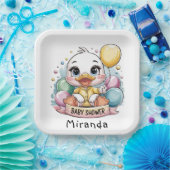 Vrolijk eendje Baby shower Papieren Bordje (Feest)