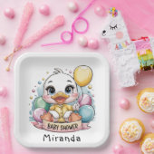 Vrolijk eendje Baby shower Papieren Bordje (Feest)