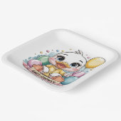 Vrolijk eendje Baby shower Papieren Bordje (Gebogen)