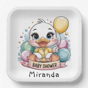 Vrolijk eendje Baby shower Papieren Bordje