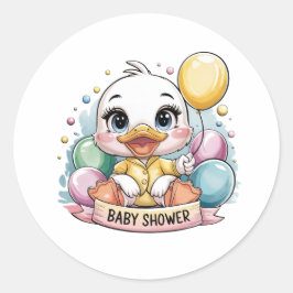 Vrolijk eendje Baby shower Ronde Sticker