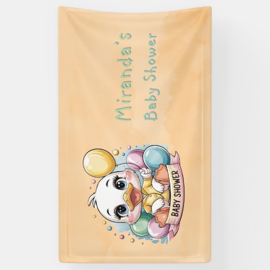 Vrolijk eendje Baby shower Spandoek (Verticaal)