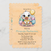 Vrolijk eendje geel Waterverf Baby shower Kaart (Voorkant / Achterkant)