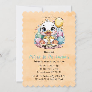 Vrolijk eendje geel Waterverf Baby shower Kaart